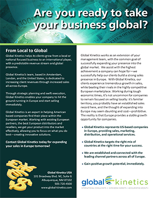 Taking business global intro sheet cover